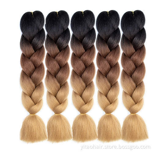 Wholesale Ombre Braiding hair synthetic Crochet braids twist 24inch 100g Ombre two three tone Jumbo braid hair extensions
